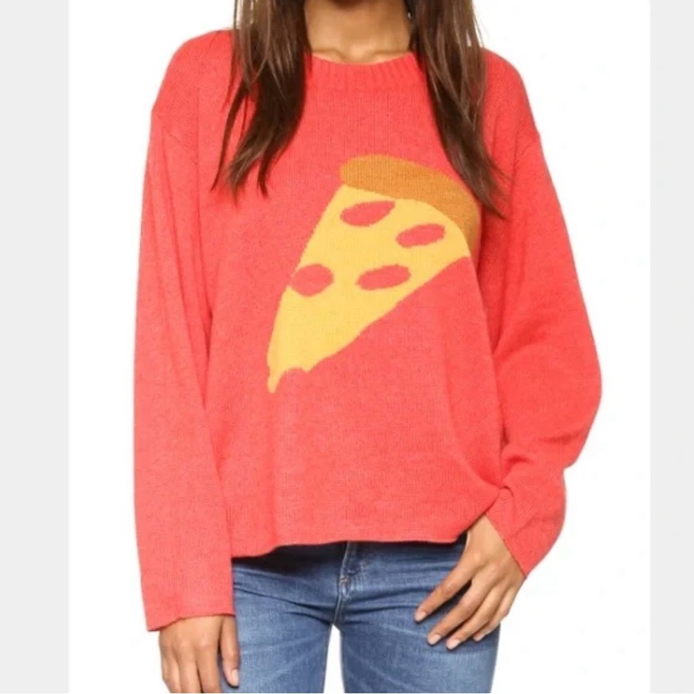NWT Wildfox Red Sweater with Pizza Design M